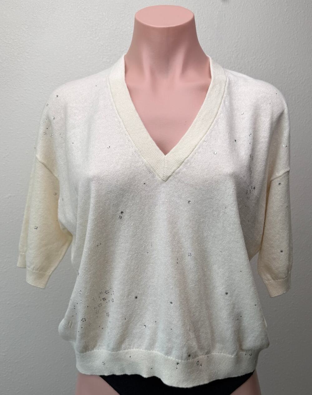 Zadig & Voltaire Wully Lico Rhinestone Sweater XS Ecru